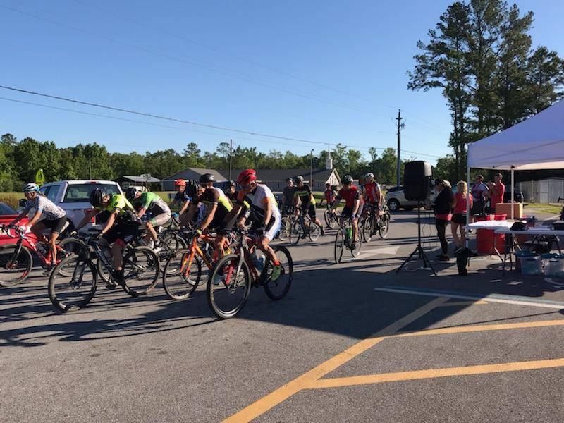 bicyclists at the starting line of a race